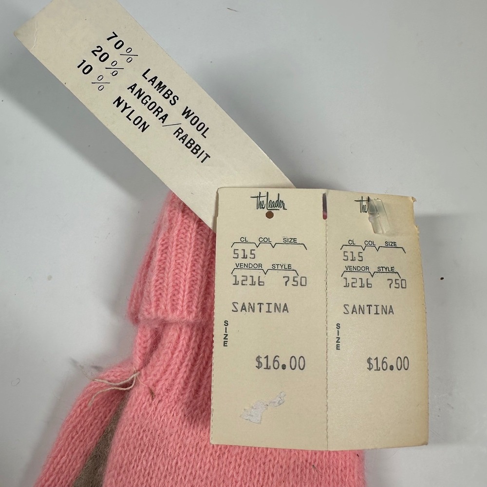 Ben Berger Pink Gloves Vintage Angora Rabbit Lambs Wool Blend Luxury One Size - Picture 3 of 9